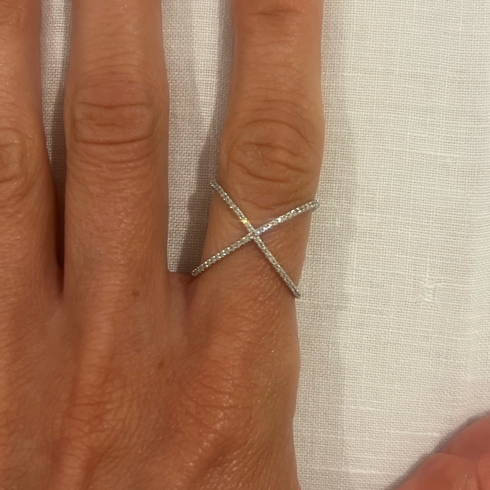 EF COLLECTION Diamond x ring white gold - Picture 2 of 4